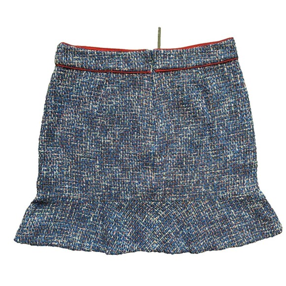 J. Crew Fluted Skirt Autumn Tweed Size 14 Blue Metallic Preppy Old Money - Picture 4 of 7